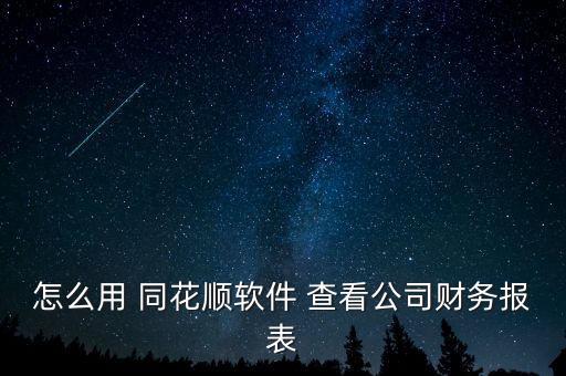 怎么用 同花順軟件 查看公司財務(wù)報表