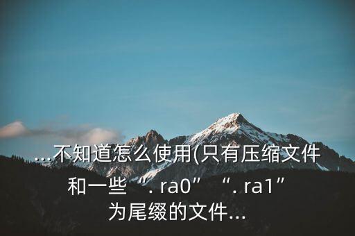 ...不知道怎么使用(只有壓縮文件和一些“. ra0”“. ra1”為尾綴的文件...