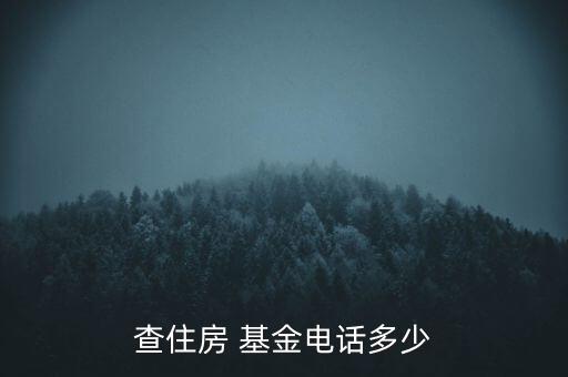 查住房 基金電話多少