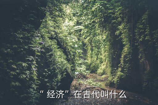 “ 經(jīng)濟(jì)”在古代叫什么