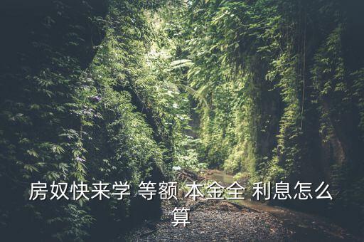 房奴快來(lái)學(xué) 等額 本金全 利息怎么算