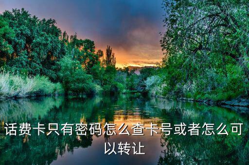 話費(fèi)卡只有密碼怎么查卡號或者怎么可以轉(zhuǎn)讓