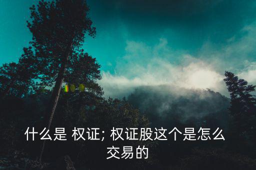 什么是 權證; 權證股這個是怎么 交易的