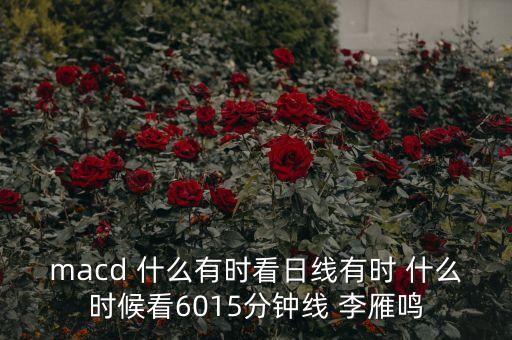 macd線看什么時間的，股票macd指標(biāo)應(yīng)該看幾分鐘的線段