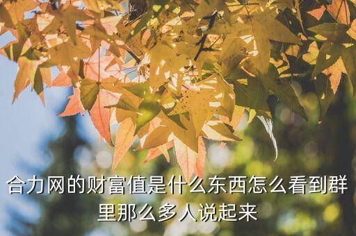 合力網(wǎng)的財富值是什么東西怎么看到群里那么多人說起來