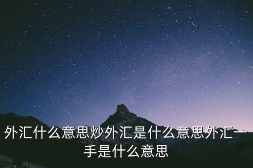 外匯什么意思炒外匯是什么意思外匯一手是什么意思