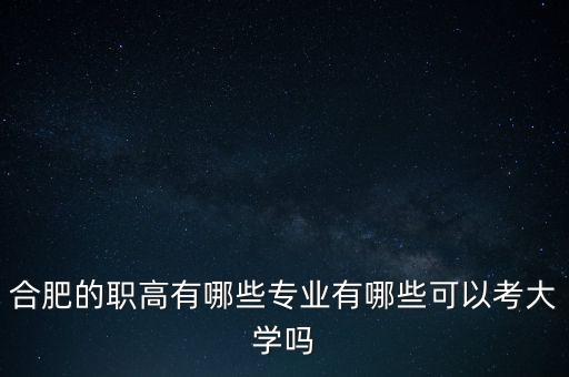 合肥的職高有哪些專業(yè)有哪些可以考大學(xué)嗎