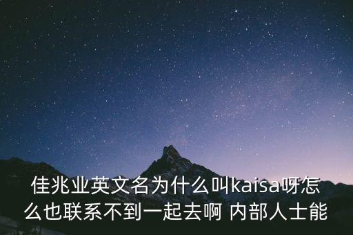 佳兆業(yè)英文名為什么叫kaisa呀怎么也聯(lián)系不到一起去啊 內(nèi)部人士能