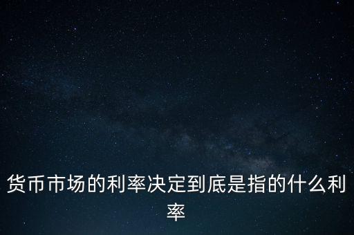 貨幣市場的利率決定到底是指的什么利率