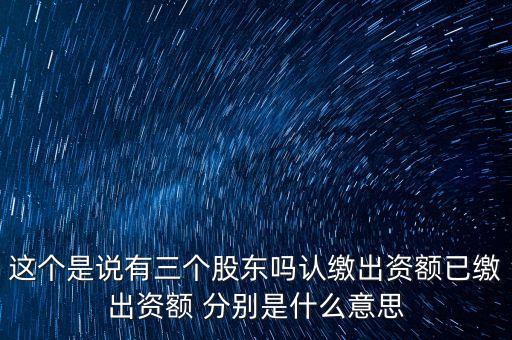 這個(gè)是說(shuō)有三個(gè)股東嗎認(rèn)繳出資額已繳出資額 分別是什么意思