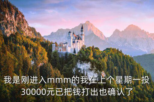 我是剛進入mmm的我在上個星期一投30000元已把錢打出也確認了