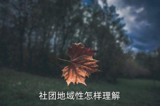 社團(tuán)地域性怎樣理解