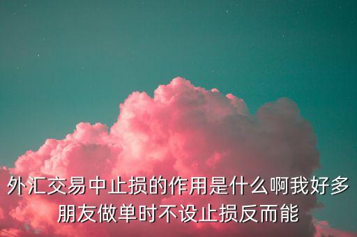 外匯交易中止損的作用是什么啊我好多朋友做單時(shí)不設(shè)止損反而能