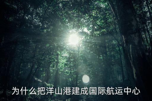 為什么建洋山港，上海為什么需要建設大小洋山港口