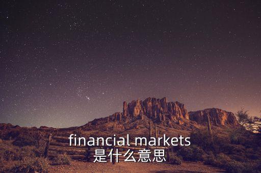 financial markets是什么意思