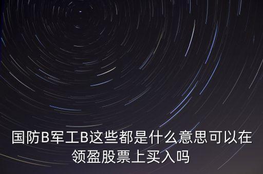 國防B軍工B這些都是什么意思可以在領(lǐng)盈股票上買入嗎