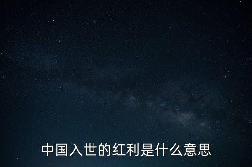 中國入世的紅利是什么意思