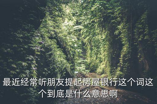 最近經(jīng)常聽朋友提起房屋銀行這個詞這個到底是什么意思啊