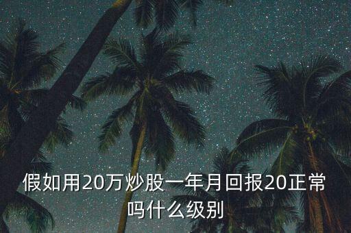 股票盈利百分之二十是什么水平，炒股平均月盈利20是高還是低了