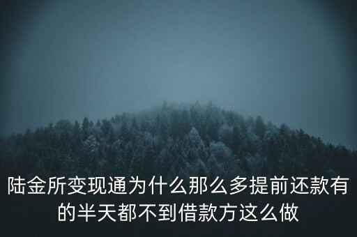 陸金所變現(xiàn)通為什么那么多提前還款有的半天都不到借款方這么做