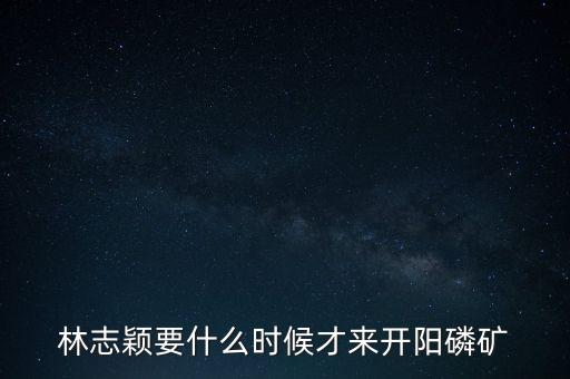 林志穎要什么時候才來開陽磷礦