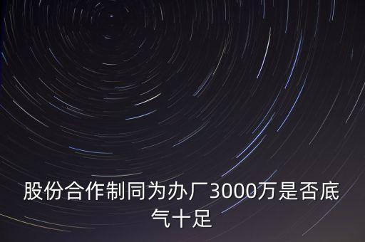 股份合作制同為辦廠3000萬(wàn)是否底氣十足