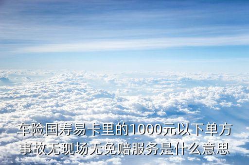 車險國壽易卡里的1000元以下單方事故無現(xiàn)場無免賠服務(wù)是什么意思