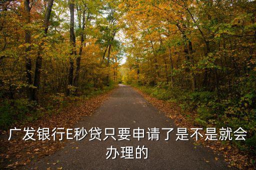 廣發(fā)銀行E秒貸只要申請(qǐng)了是不是就會(huì)辦理的