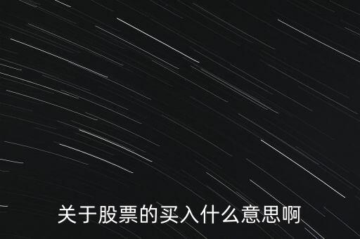 關(guān)于股票的買入什么意思啊