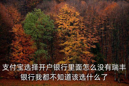 支付寶選擇開戶銀行里面怎么沒有瑞豐銀行我都不知道該選什么了