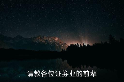 請(qǐng)教各位證券業(yè)的前輩