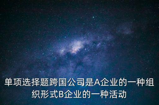 單項(xiàng)選擇題跨國(guó)公司是A企業(yè)的一種組織形式B企業(yè)的一種活動(dòng)