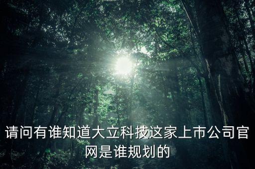 請問有誰知道大立科技這家上市公司官網(wǎng)是誰規(guī)劃的