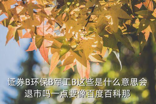 證券B環(huán)保B軍工B這些是什么意思會退市嗎一點要像百度百科那