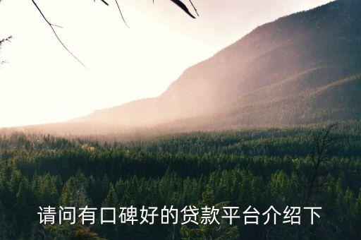 請(qǐng)問有口碑好的貸款平臺(tái)介紹下