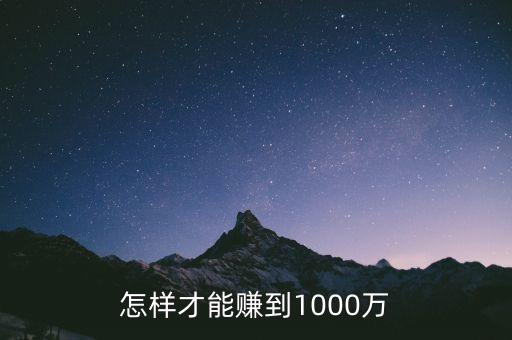 怎樣才能賺到1000萬