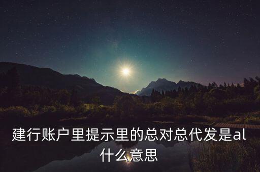 建行賬戶里提示里的總對(duì)總代發(fā)是al什么意思