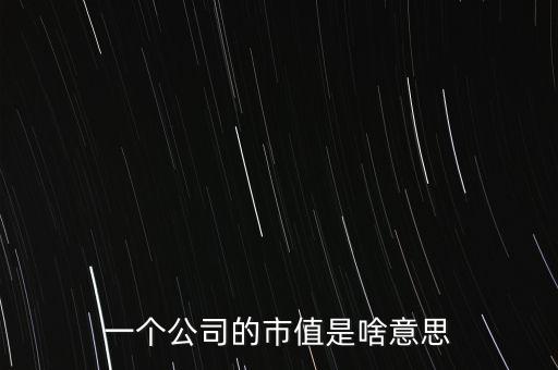 一個公司的市值是啥意思