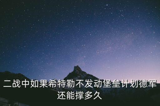 堡壘計劃是什么，二戰(zhàn)中如果希特勒不發(fā)動堡壘計劃德軍還能撐多久