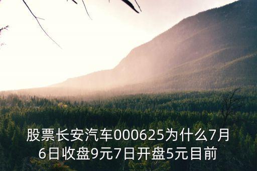 000625長安汽車屬什么板塊，股票長安汽車000625為什么7月6日收盤9元7日開盤5元目前