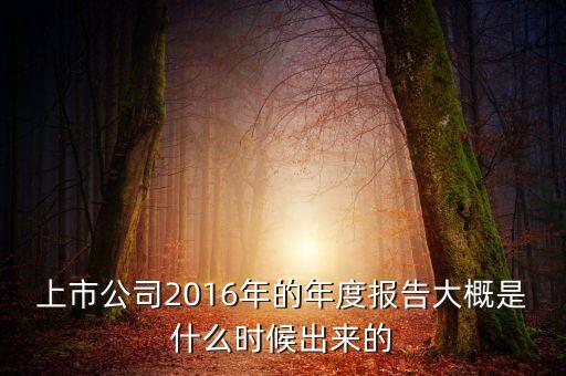 上市公司2016年的年度報告大概是什么時候出來的