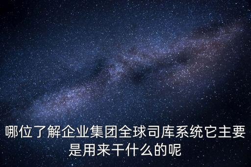 哪位了解企業(yè)集團(tuán)全球司庫系統(tǒng)它主要是用來干什么的呢