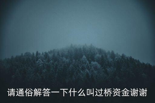 請(qǐng)通俗解答一下什么叫過(guò)橋資金謝謝