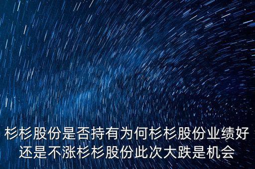 杉杉股份是否持有為何杉杉股份業(yè)績好還是不漲杉杉股份此次大跌是機會