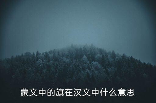 旗什么意思，內(nèi)蒙古的旗該怎么解釋