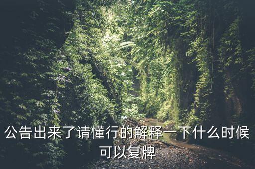 公告出來(lái)了請(qǐng)懂行的解釋一下什么時(shí)候可以復(fù)牌