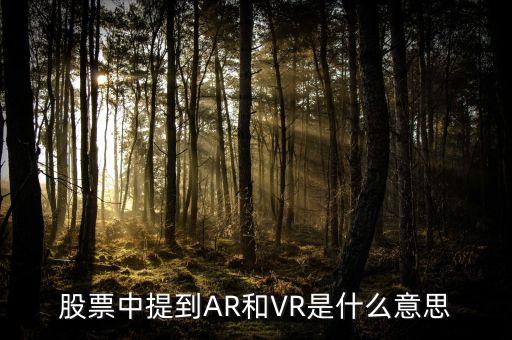 股票中提到AR和VR是什么意思