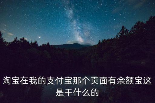 淘寶在我的支付寶那個(gè)頁(yè)面有余額寶這是干什么的