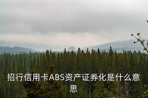 招行信用卡ABS資產(chǎn)證券化是什么意思