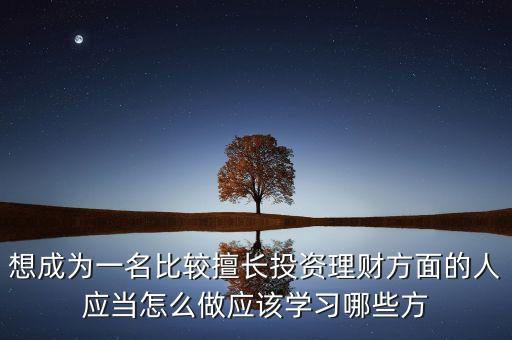 想成為一名比較擅長投資理財(cái)方面的人應(yīng)當(dāng)怎么做應(yīng)該學(xué)習(xí)哪些方